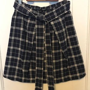 Madewell Blue & White Plaid Cotton A-line Skirt